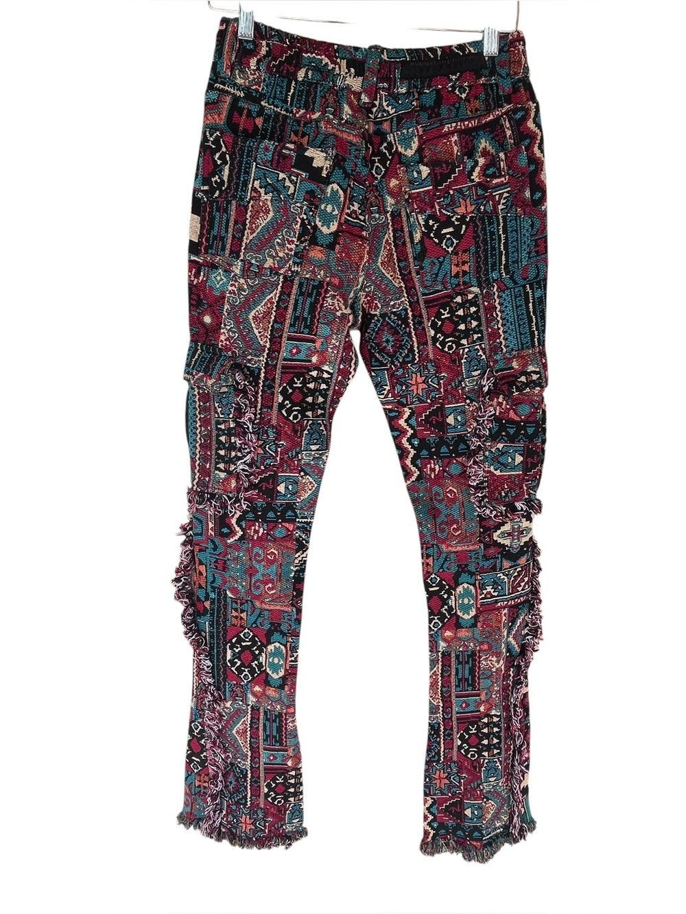 Rockstar Original Tapestry Fringe Flare Pants Boho Festival Y2K Size 28 NWT